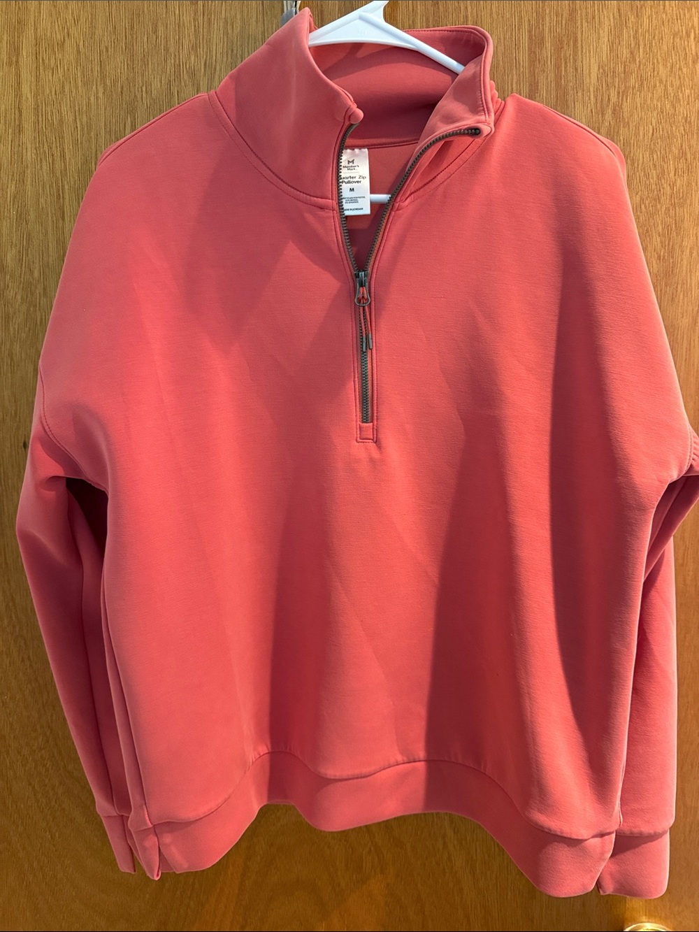 Women’s Half-Zip Pullover Sweater in Coral - Unknown Brand